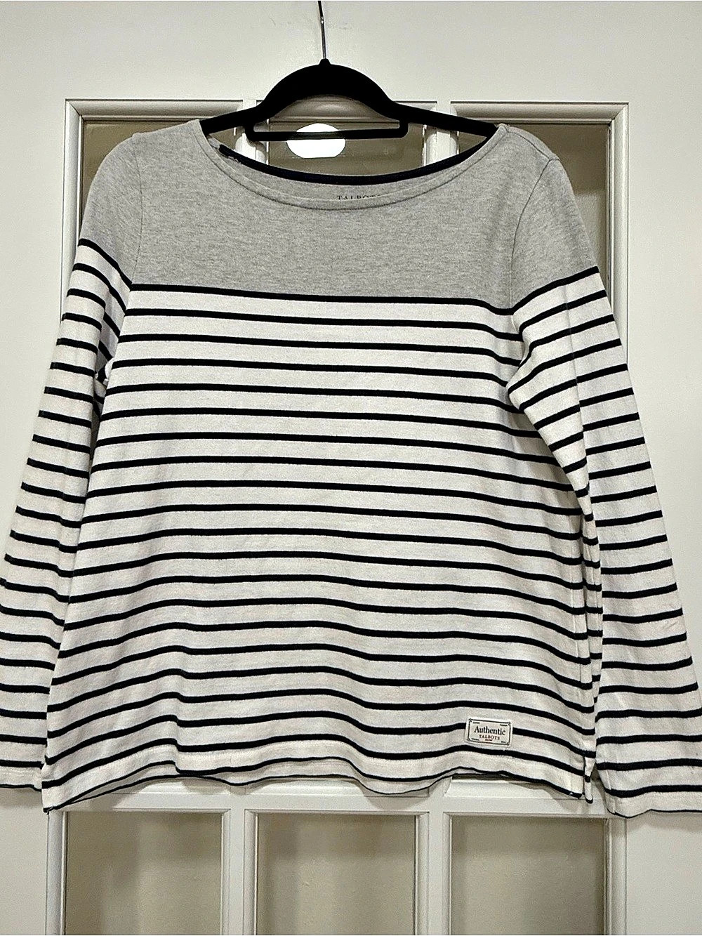 Talbots Authentic Talbots Tee - Striped Boatneck Gray & White Medium